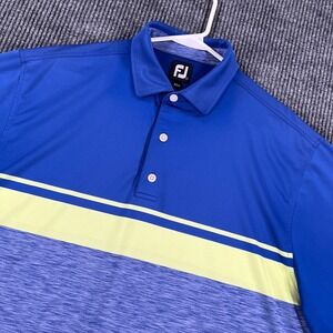 FootJoy Polo Shirt Mens Large Blue Striped Short Sleeve Golf Casual Outdoor